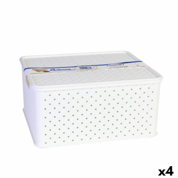 Förvaringslåda med lock Tontarelli Arianna Vit 13 L 33 x 29 x 16 cm (4 antal)