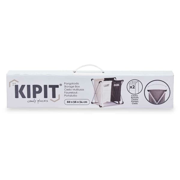 Pyykkikori Kipit WR4218P Valkoinen Musta Metalli 60 x 34 x 56 cm Double (6 osaa)