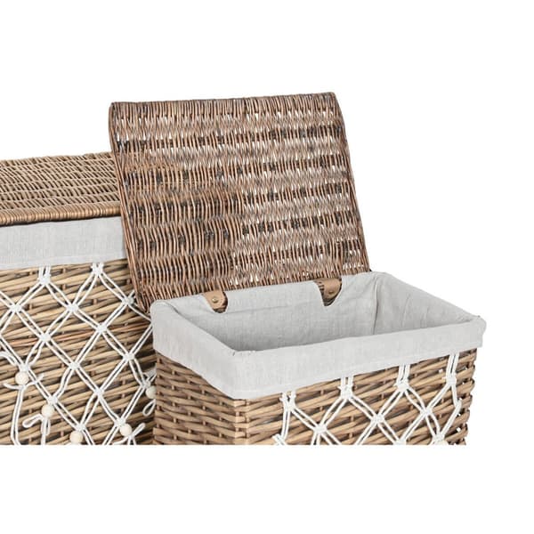 Vasketøjskurv Home ESPRIT Hvid Natur flet Shabby Chic 47 x 35 x 55 cm 5 Dele