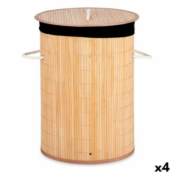 Pyykkikori Kipit BA1315-436 Musta Luonnollinen Metalli Bambu Puu MDF 48 L (4 osaa)