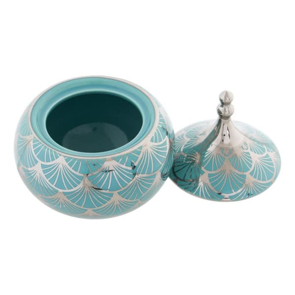 Smyckeskrin DKD Home Decor Porslin Turkos 14 x 14 x 17 cm