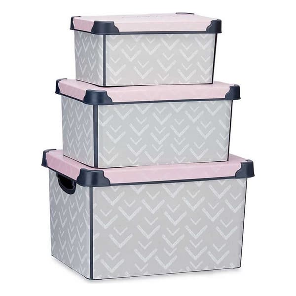 Set med stapelbara förvaringslådor Kipit Vibes Plast 29 x 23,5 x 39 cm