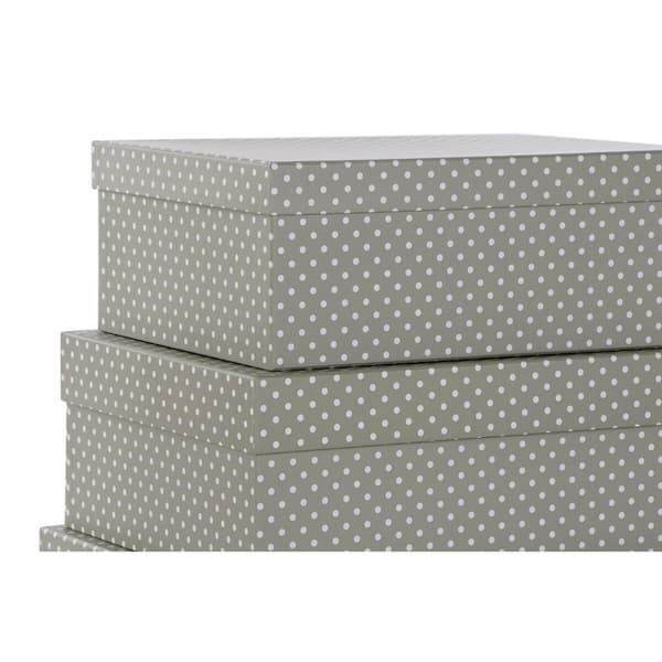 Set med stapelbara förvaringslådor DKD Home Decor Mus Grå Vit Papp (43,5 x 33,5 x 15,5 cm)