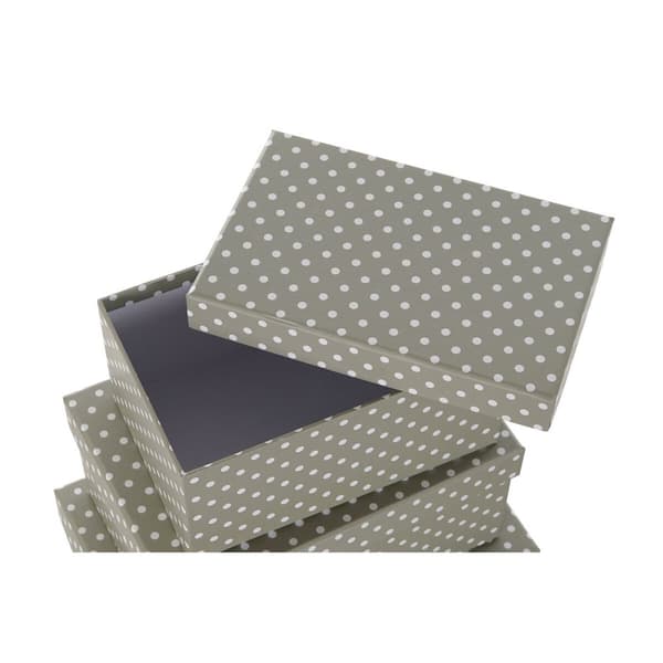 Set med stapelbara förvaringslådor DKD Home Decor Mus Grå Vit Papp (43,5 x 33,5 x 15,5 cm)