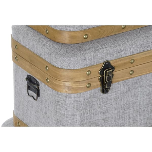 Koffertset DKD Home Decor 60 x 36 x 34 cm Naturell Grå Trä