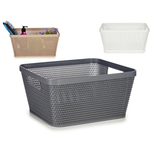 Multifunktionell korg Kipit 4720 Vit Beige Grå Plast 5 L 29,5 x 13 x 23 cm (18 antal)