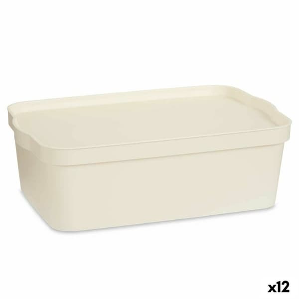 Förvaringslåda med lock Kipit TP595-4 Kräm Plast 14 L 29,5 x 14,3 x 45 cm (12 antal)