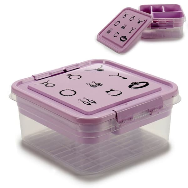 Smyckeskrin Purpur Transparent Plast 24,5 x 11,5 x 26 cm (12 antal)