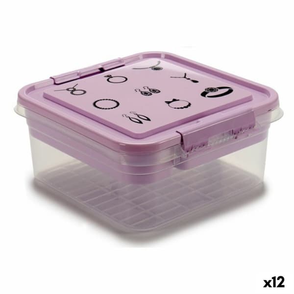 Smyckeskrin Purpur Transparent Plast 24,5 x 11,5 x 26 cm (12 antal)