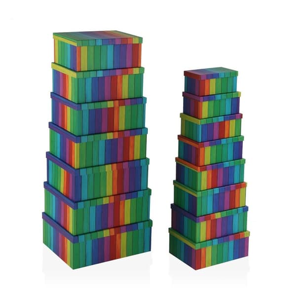 Set med stapelbara förvaringslådor Versa Regnbåge Papp 15 Delar 35 x 16,5 x 43 cm