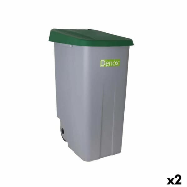 Papperskorg på hjul Denox 110 L Grön 58 x 41 x 89 cm (2 antal)