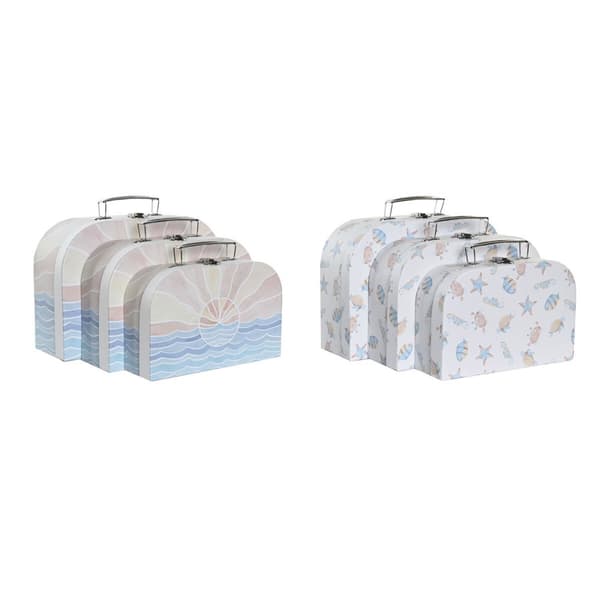 Uppsättning med Dekorativa Lådor DKD Home Decor Multicolour Metall Papp 28 x 9,5 x 20 cm (2 antal)