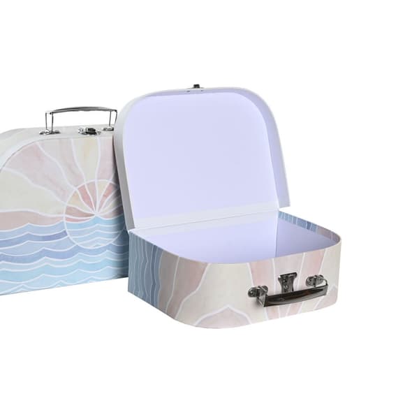 Uppsättning med Dekorativa Lådor DKD Home Decor Multicolour Metall Papp 28 x 9,5 x 20 cm (2 antal)