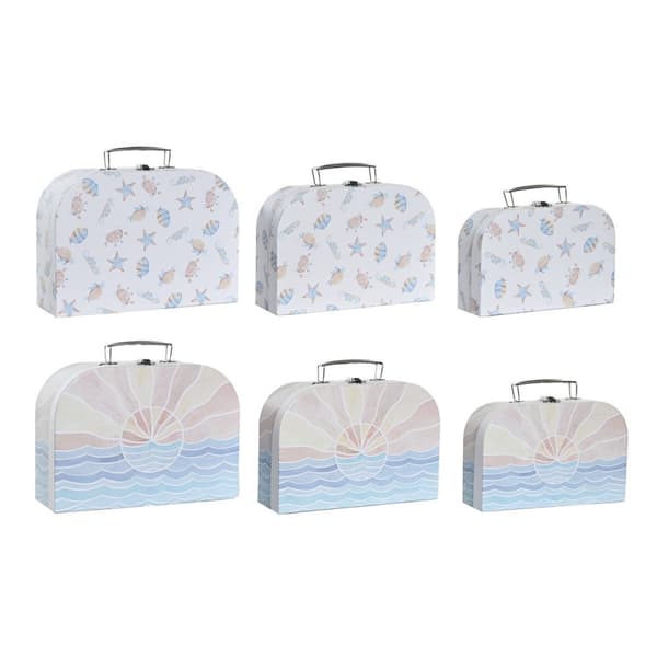 Uppsättning med Dekorativa Lådor DKD Home Decor Multicolour Metall Papp 28 x 9,5 x 20 cm (2 antal)