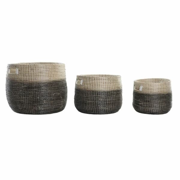 Kurvesæt DKD Home Decor Grå Natur Havgræs (3 Dele)