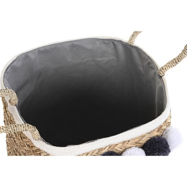 Kurvesæt DKD Home Decor Naturlig fiber Pomponer 40 x 40 x 35 cm 41 x 37 x 36 cm
