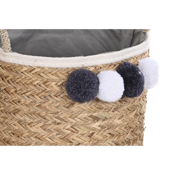 Kurvesæt DKD Home Decor Naturlig fiber Pomponer 40 x 40 x 35 cm 41 x 37 x 36 cm