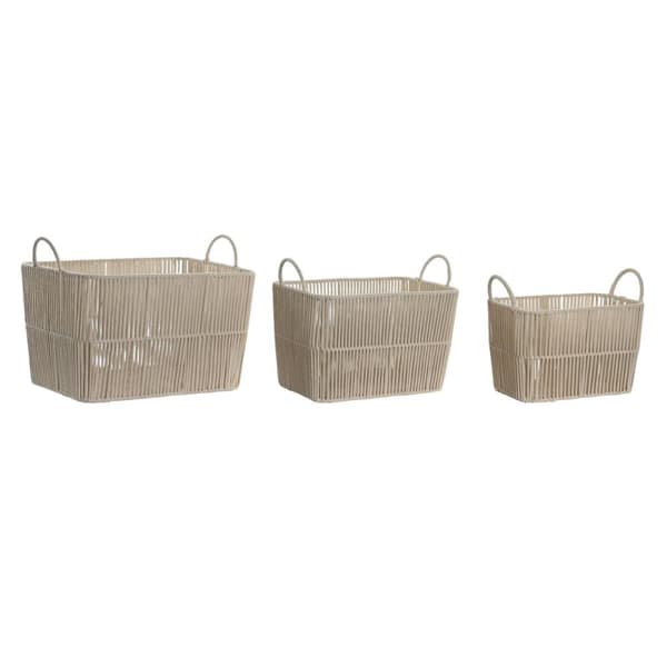 Kurvesæt DKD Home Decor Beige Metal 39 x 29 x 31 cm 3 Dele