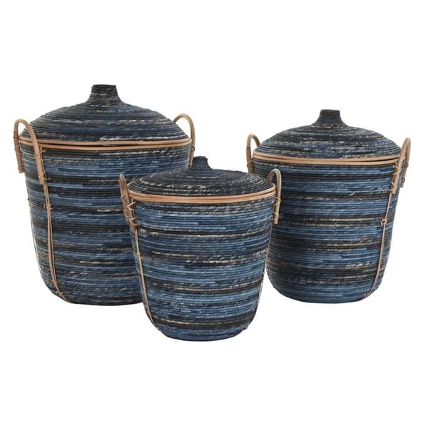Kurvesæt DKD Home Decor Blå Sort (3 Dele)