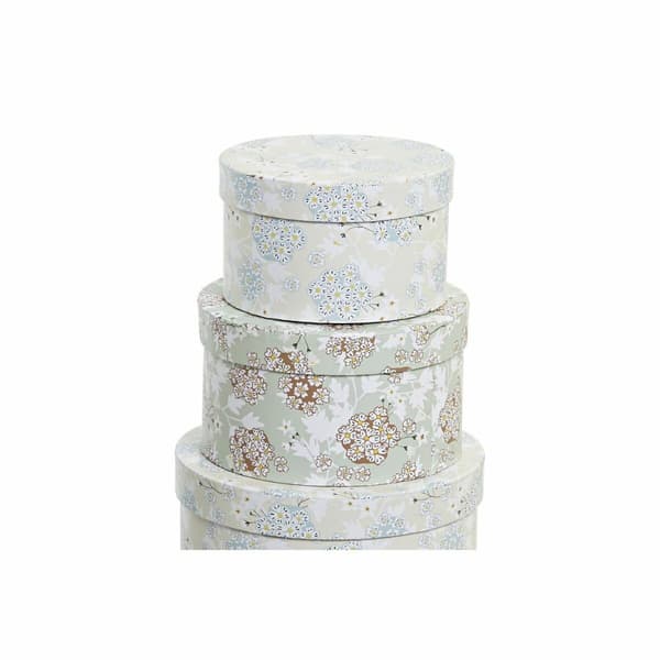 Sæt med æsker, som kan stables DKD Home Decor Beige Grøn Pap (37,5 x 37,5 x 18 cm)