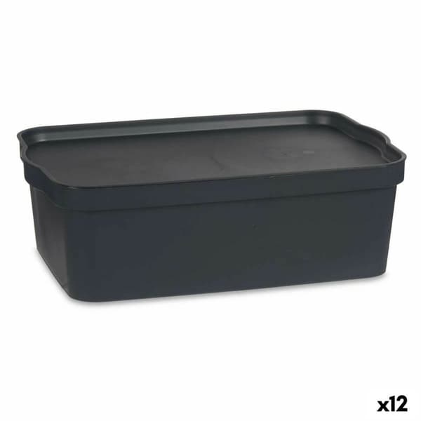 Opbevaringsboks med låg Kipit TP595-1 Antracit Plastik 14 L 29,5 x 14,3 x 45 cm (12 enheder)