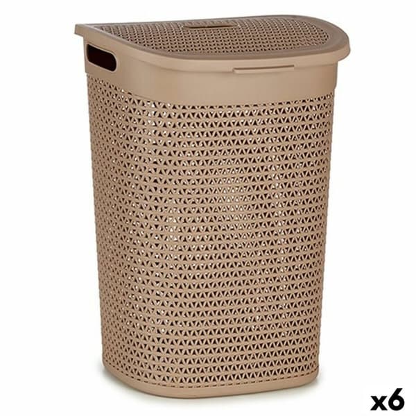 Vasketøjskurv Kipit 4790-4 Beige Plastik 60 L 43,5 x 57,5 x 34 cm (6 enheder)