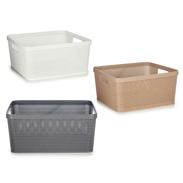 Multibrug kurv Kipit 4730 Hvid Beige Grå Plastik 10 L 36 x 15 x 29 cm (18 enheder)