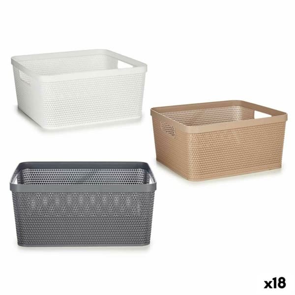 Multibrug kurv Kipit 4730 Hvid Beige Grå Plastik 10 L 36 x 15 x 29 cm (18 enheder)