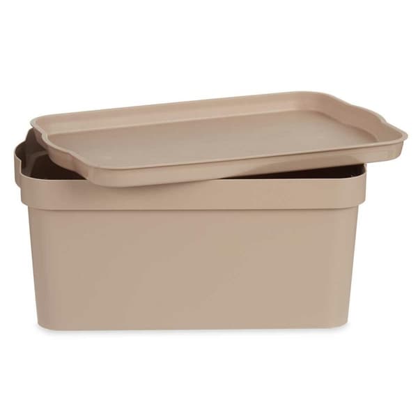 Opbevaringsboks med låg Kipit TP594-3 Beige Plastik 7,5 L 21,5 x 14,5 x 32 cm (12 enheder)