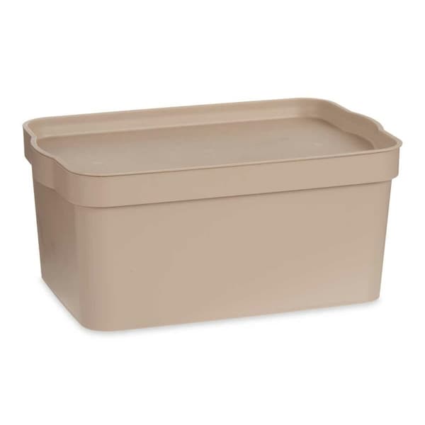 Opbevaringsboks med låg Kipit TP594-3 Beige Plastik 7,5 L 21,5 x 14,5 x 32 cm (12 enheder)