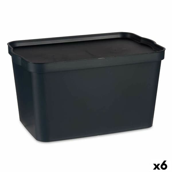 Opbevaringsboks med låg Kipit TP596-1 Antracit Plastik 24 L 29,3 x 24,5 x 45 cm (6 enheder)