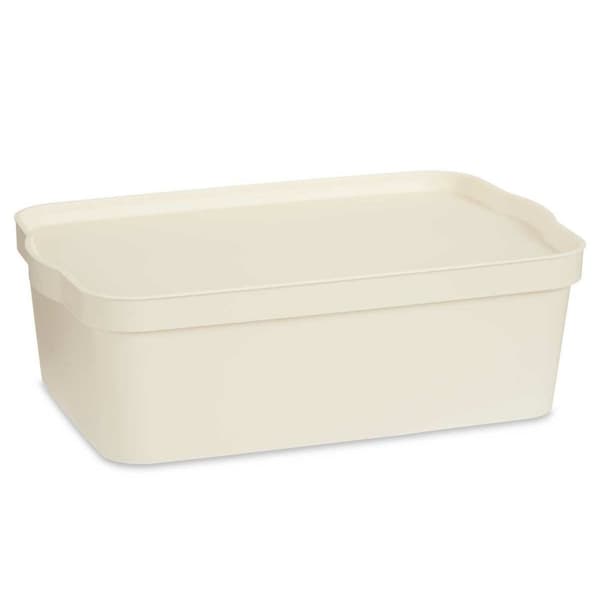 Opbevaringsboks med låg Kipit TP595-4 Flødefarvet Plastik 14 L 29,5 x 14,3 x 45 cm (12 enheder)