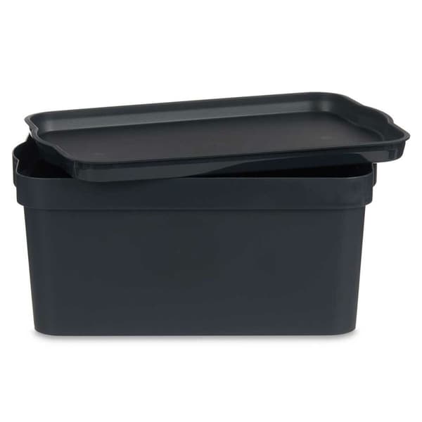 Opbevaringsboks med låg Kipit TP594-1 Antracit Plastik 7,5 L 21 x 14,2 x 32 cm (12 enheder)