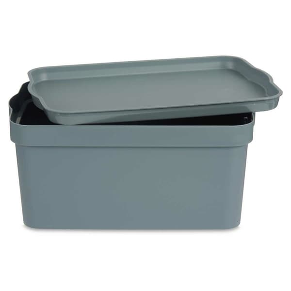 Opbevaringsboks med låg Kipit TP594-2 Grå Plastik 7,5 L 21 x 14,2 x 32 cm (12 enheder)