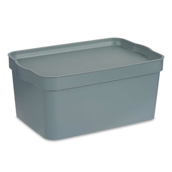 Opbevaringsboks med låg Kipit TP594-2 Grå Plastik 7,5 L 21 x 14,2 x 32 cm (12 enheder)
