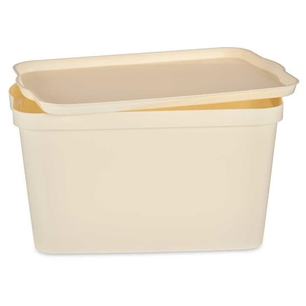 Opbevaringsboks med låg Kipit TP596-3 Flødefarvet Plastik 24 L 29,3 x 24,5 x 45 cm (6 enheder)