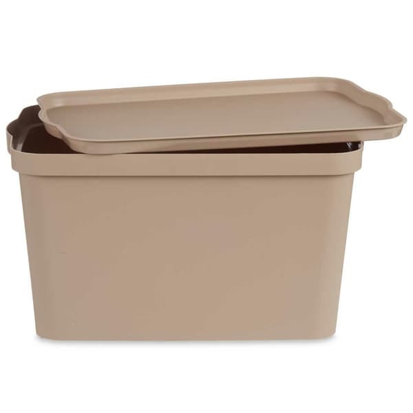 Opbevaringsboks med låg Kipit TP596-3 Beige Plastik 24 L 29,3 x 24,5 x 45 cm (6 enheder)