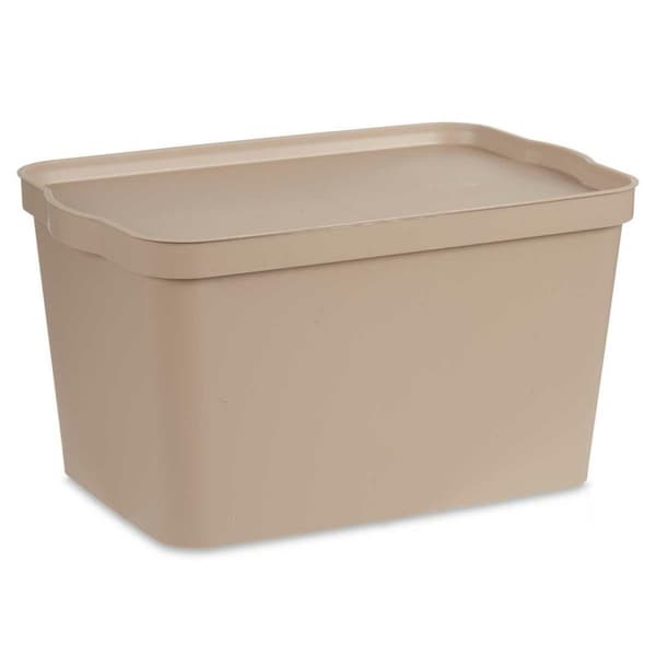 Opbevaringsboks med låg Kipit TP596-3 Beige Plastik 24 L 29,3 x 24,5 x 45 cm (6 enheder)