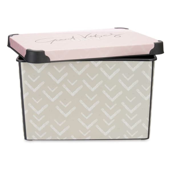 Opbevaringsboks med låg Kipit Vibes Pink Plastik Pile 17 L 28 x 22 x 37 cm (12 enheder)