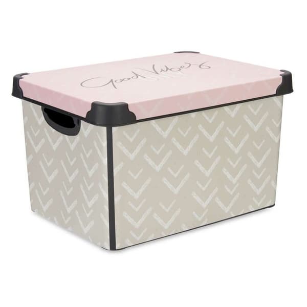 Opbevaringsboks med låg Kipit Vibes Pink Plastik Pile 17 L 28 x 22 x 37 cm (12 enheder)