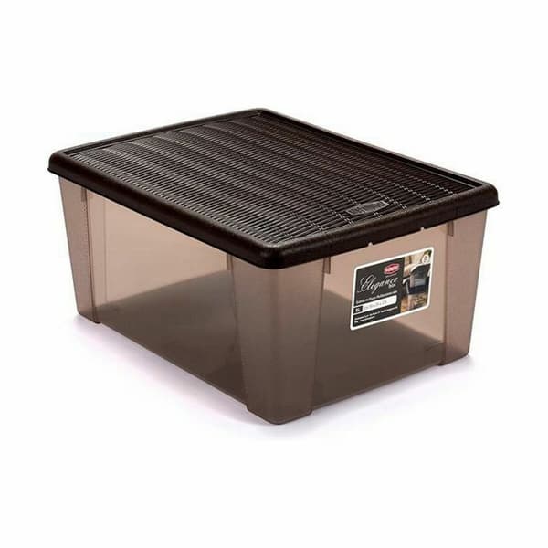 Opbevaringsboks med låg Stefanplast Elegance Brun Plastik 15 L 29 x 17 x 39 cm (6 enheder)