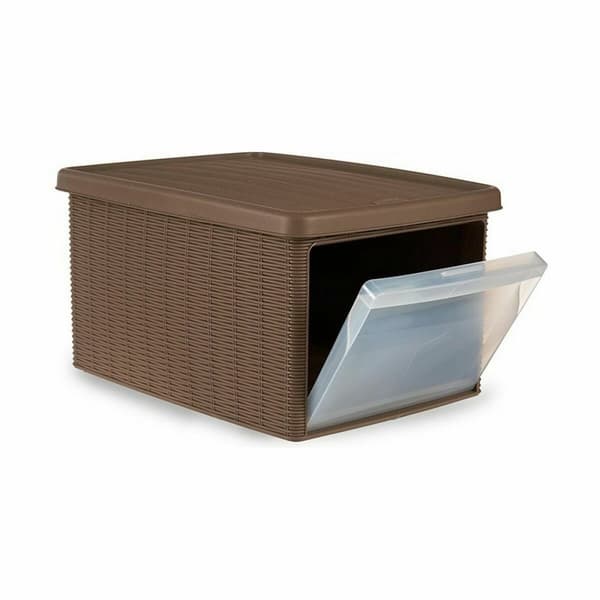 Opbevaringsboks med låg Stefanplast Elegance Stransko Beige Plastik 29 x 21 x 39 cm (5 enheder)