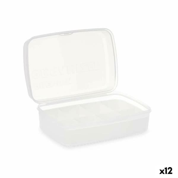 Kasse med rum Kinvara 02 1192 Hvid Gennemsigtig Plastik 21,5 x 8,5 x 15 cm (12 enheder)