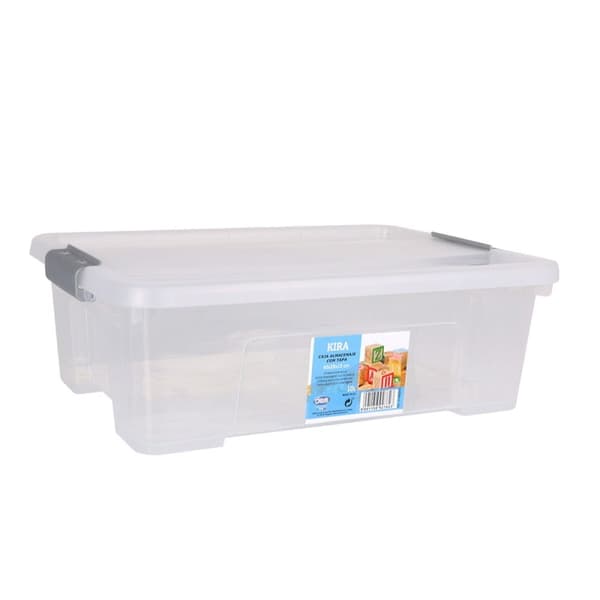 Opbevaringsboks med låg Dem Kira Gennemsigtig Plastik 10 L 40 x 28 x 13 cm (8 enheder)