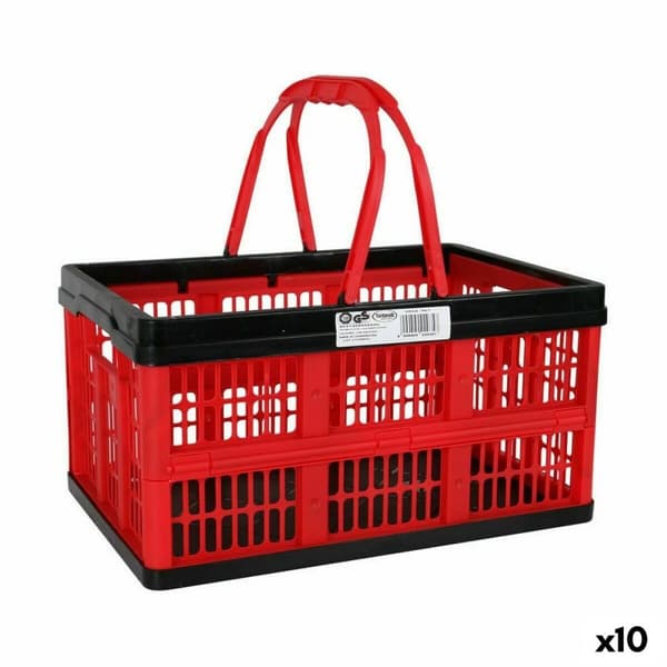 Sammenklappelig kasse med hank Tontarelli Voilà 16 L Rød 39 x 25,5 x 21 cm (10 enheder)