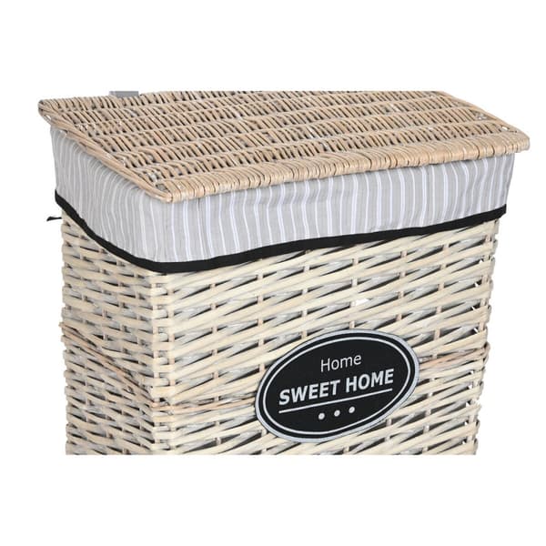 Vasketøjskurv Home ESPRIT Hvid Brun Sort Grå Natur flet Shabby Chic 47 x 35 x 55 cm 5 Dele