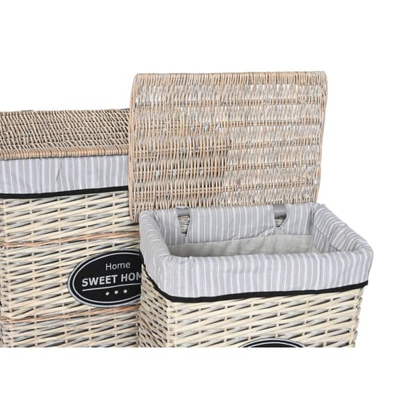 Vasketøjskurv Home ESPRIT Hvid Brun Sort Grå Natur flet Shabby Chic 47 x 35 x 55 cm 5 Dele