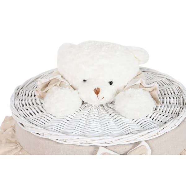 Vasketøjskurv Home ESPRIT Hvid Beige flet Shabby Chic 45 x 45 x 68 cm 4 Dele