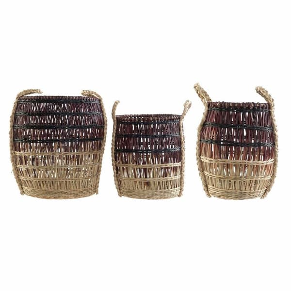 Basketballsett DKD Home Decor Naturell Syrin Sjøgress (3 Deler)