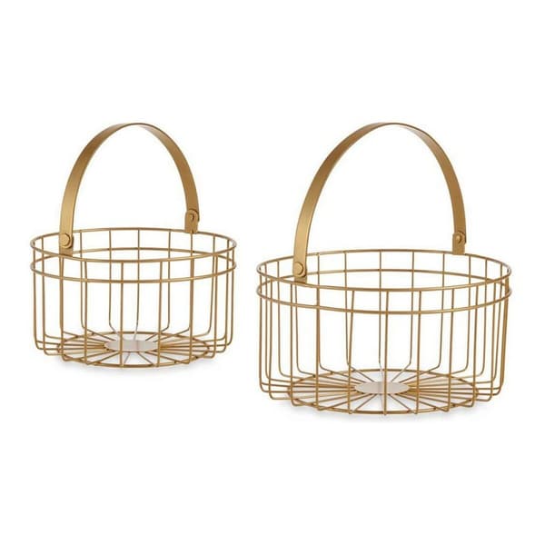 Multifunksjonell kurv Gift Decor JY19150G Gull Gyllen Metall 25 x 27 x 25 cm 2 Deler